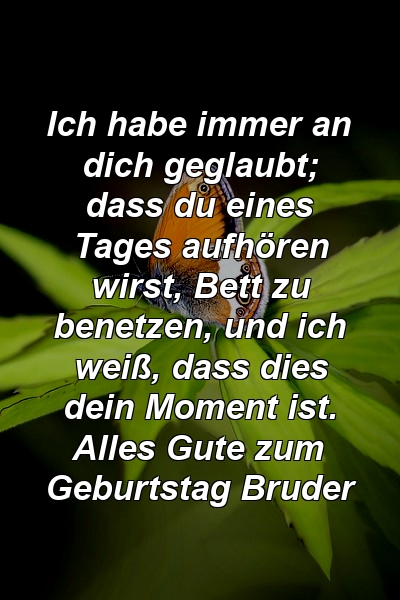 Ich habe immer an dich geglaubt; dass du eines Tages aufhören wirst, Bett zu benetzen, und ich weiß, dass dies dein Moment ist. Alles Gute zum Geburtstag Bruder