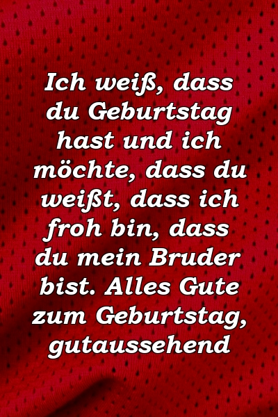 Ich weiß, dass du Geburtstag hast und ich möchte, dass du weißt, dass ich froh bin, dass du mein Bruder bist. Alles Gute zum Geburtstag, gutaussehend