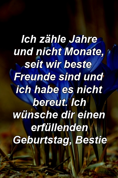 Ich zähle Jahre und nicht Monate, seit wir beste Freunde sind und ich habe es nicht bereut. Ich wünsche dir einen erfüllenden Geburtstag, Bestie