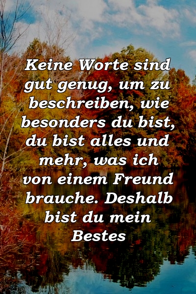 Keine Worte sind gut genug, um zu beschreiben, wie besonders du bist, du bist alles und mehr, was ich von einem Freund brauche. Deshalb bist du mein Bestes