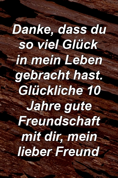 Danke, dass du so viel Glück in mein Leben gebracht hast. Glückliche 10 Jahre gute Freundschaft mit dir, mein lieber Freund