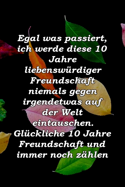 Egal was passiert, ich werde diese 10 Jahre liebenswürdiger Freundschaft niemals gegen irgendetwas auf der Welt eintauschen. Glückliche 10 Jahre Freundschaft und immer noch zählen