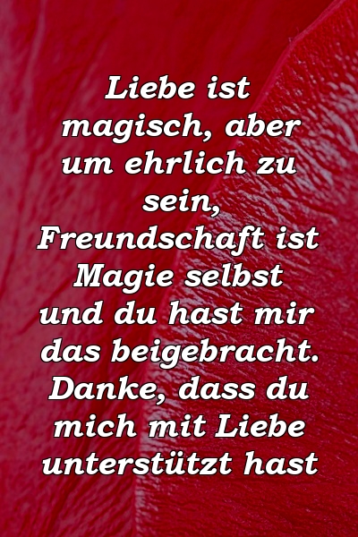 Liebe ist magisch, aber um ehrlich zu sein, Freundschaft ist Magie selbst und du hast mir das beigebracht. Danke, dass du mich mit Liebe unterstützt hast