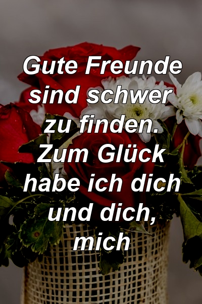 Gute Freunde sind schwer zu finden. Zum Glück habe ich dich und dich, mich