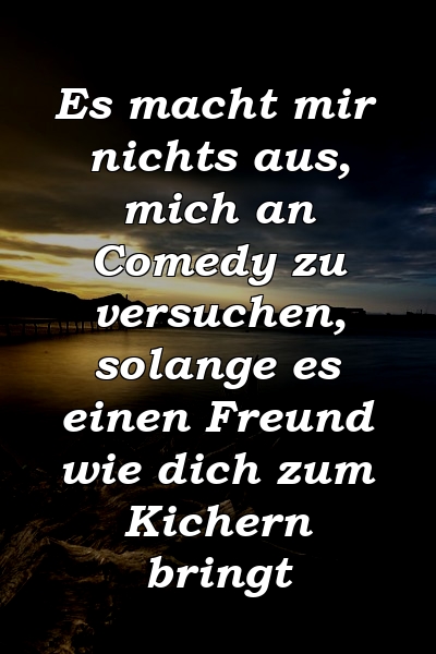 Es macht mir nichts aus, mich an Comedy zu versuchen, solange es einen Freund wie dich zum Kichern bringt