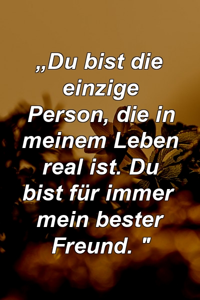 „Du bist die einzige Person, die in meinem Leben real ist. Du bist für immer mein bester Freund. "