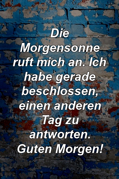 Die Morgensonne ruft mich an. Ich habe gerade beschlossen, einen anderen Tag zu antworten. Guten Morgen!