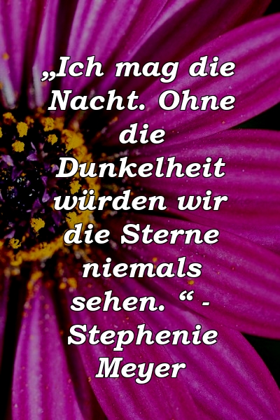 „Ich mag die Nacht. Ohne die Dunkelheit würden wir die Sterne niemals sehen. “ - Stephenie Meyer