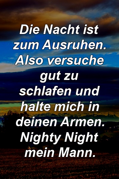 Die Nacht ist zum Ausruhen. Also versuche gut zu schlafen und halte mich in deinen Armen. Nighty Night mein Mann.