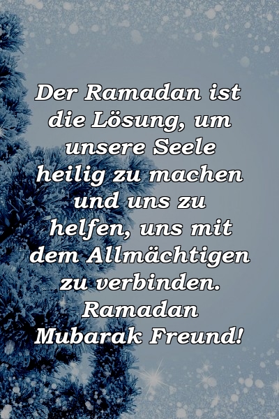 Der Ramadan ist die Lösung, um unsere Seele heilig zu machen und uns zu helfen, uns mit dem Allmächtigen zu verbinden. Ramadan Mubarak Freund!