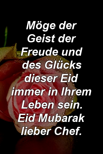 Möge der Geist der Freude und des Glücks dieser Eid immer in Ihrem Leben sein. Eid Mubarak lieber Chef.