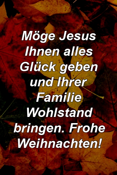 Möge Jesus Ihnen alles Glück geben und Ihrer Familie Wohlstand bringen. Frohe Weihnachten!