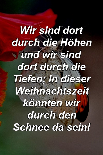 Wir sind dort durch die Höhen und wir sind dort durch die Tiefen; In dieser Weihnachtszeit könnten wir durch den Schnee da sein!