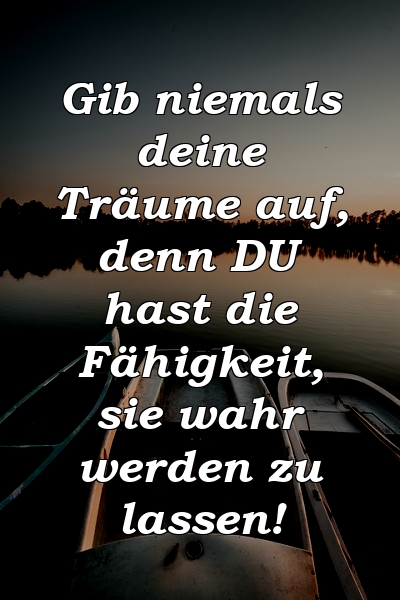 Gib niemals deine Träume auf, denn DU hast die Fähigkeit, sie wahr werden zu lassen!