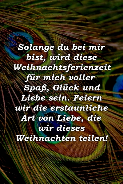 Solange du bei mir bist, wird diese Weihnachtsferienzeit für mich voller Spaß, Glück und Liebe sein. Feiern wir die erstaunliche Art von Liebe, die wir dieses Weihnachten teilen!