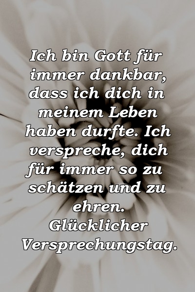 Ich bin Gott für immer dankbar, dass ich dich in meinem Leben haben durfte. Ich verspreche, dich für immer so zu schätzen und zu ehren. Glücklicher Versprechungstag.