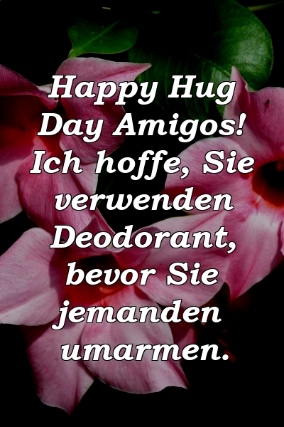 Happy Hug Day Amigos! Ich hoffe, Sie verwenden Deodorant, bevor Sie jemanden umarmen.