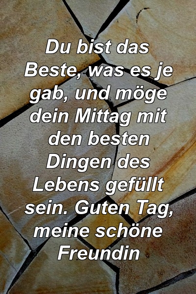 Du bist das Beste, was es je gab, und möge dein Mittag mit den besten Dingen des Lebens gefüllt sein. Guten Tag, meine schöne Freundin