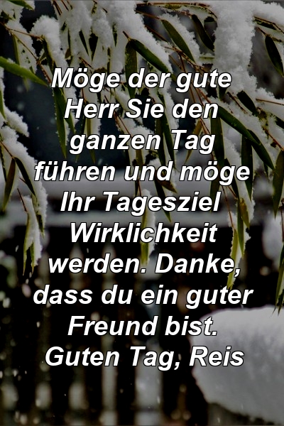 Möge der gute Herr Sie den ganzen Tag führen und möge Ihr Tagesziel Wirklichkeit werden. Danke, dass du ein guter Freund bist. Guten Tag, Reis