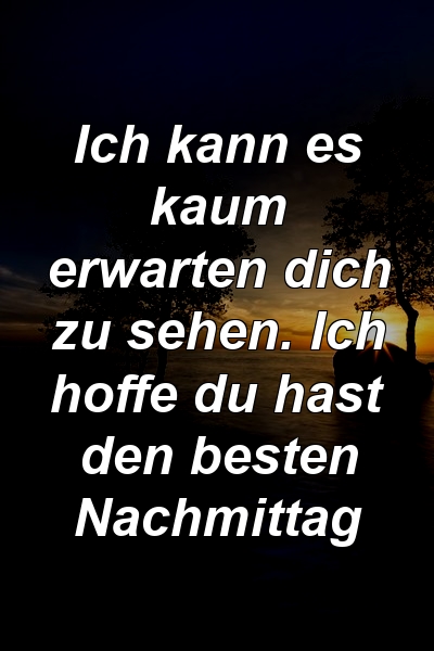 Ich kann es kaum erwarten dich zu sehen. Ich hoffe du hast den besten Nachmittag