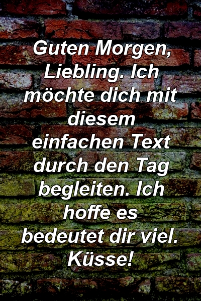 Guten Morgen, Liebling. Ich möchte dich mit diesem einfachen Text durch den Tag begleiten. Ich hoffe es bedeutet dir viel. Küsse!