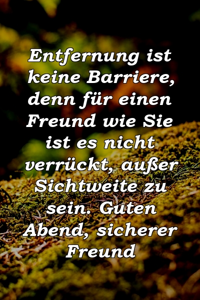 Entfernung ist keine Barriere, denn für einen Freund wie Sie ist es nicht verrückt, außer Sichtweite zu sein. Guten Abend, sicherer Freund