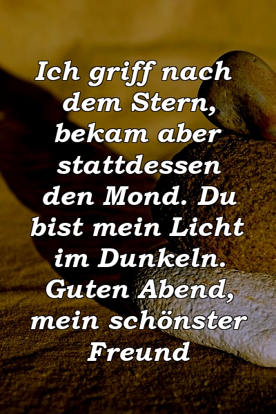 Ich griff nach dem Stern, bekam aber stattdessen den Mond. Du bist mein Licht im Dunkeln. Guten Abend, mein schönster Freund