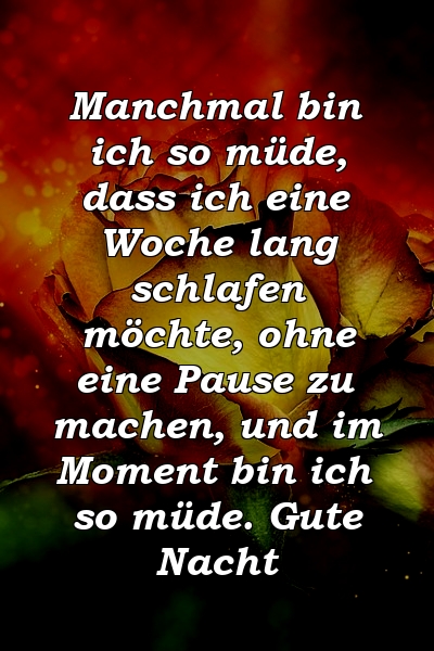 Manchmal bin ich so müde, dass ich eine Woche lang schlafen möchte, ohne eine Pause zu machen, und im Moment bin ich so müde. Gute Nacht