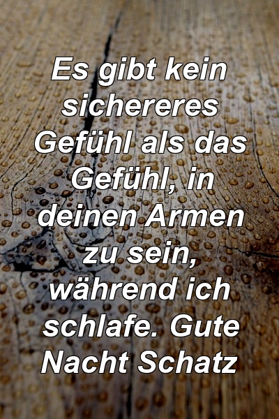 Es gibt kein sichereres Gefühl als das Gefühl, in deinen Armen zu sein, während ich schlafe. Gute Nacht Schatz