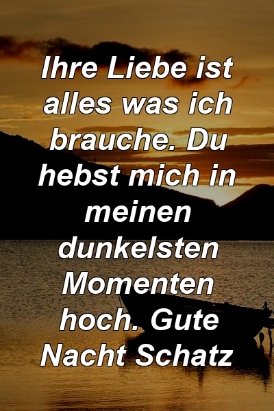 Ihre Liebe ist alles was ich brauche. Du hebst mich in meinen dunkelsten Momenten hoch. Gute Nacht Schatz