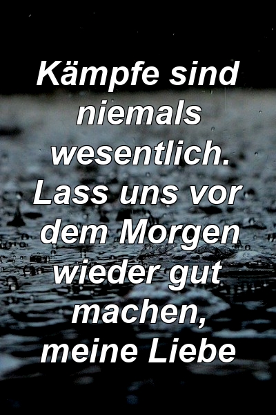 Kämpfe sind niemals wesentlich. Lass uns vor dem Morgen wieder gut machen, meine Liebe