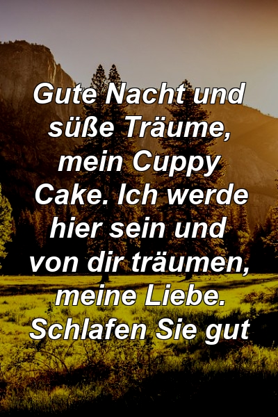 Gute Nacht und süße Träume, mein Cuppy Cake. Ich werde hier sein und von dir träumen, meine Liebe. Schlafen Sie gut