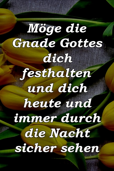 Möge die Gnade Gottes dich festhalten und dich heute und immer durch die Nacht sicher sehen