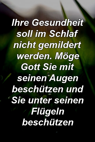 Ihre Gesundheit soll im Schlaf nicht gemildert werden. Möge Gott Sie mit seinen Augen beschützen und Sie unter seinen Flügeln beschützen