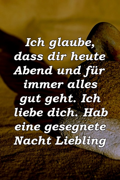 Ich glaube, dass dir heute Abend und für immer alles gut geht. Ich liebe dich. Hab eine gesegnete Nacht Liebling