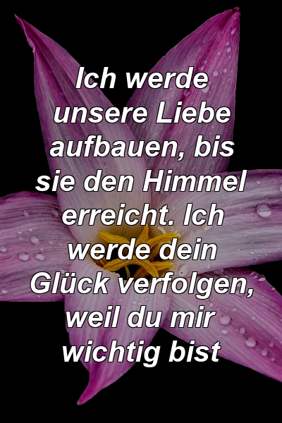 Ich werde unsere Liebe aufbauen, bis sie den Himmel erreicht. Ich werde dein Glück verfolgen, weil du mir wichtig bist