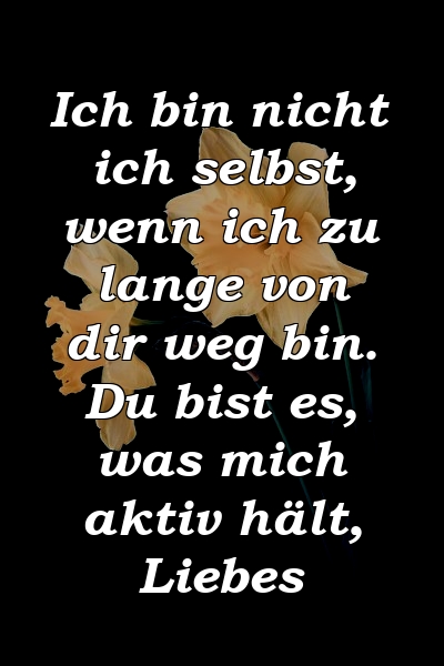 Ich bin nicht ich selbst, wenn ich zu lange von dir weg bin. Du bist es, was mich aktiv hält, Liebes