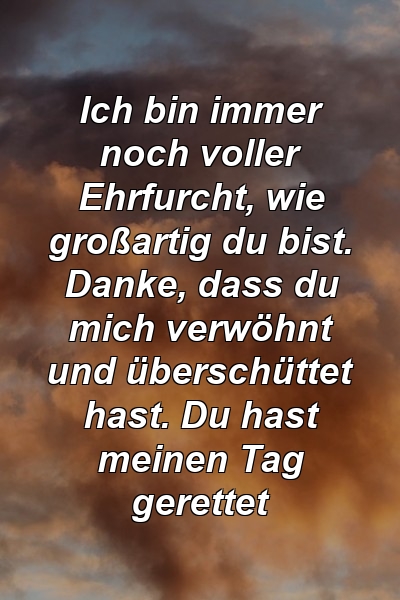 Ich bin immer noch voller Ehrfurcht, wie großartig du bist. Danke, dass du mich verwöhnt und überschüttet hast. Du hast meinen Tag gerettet