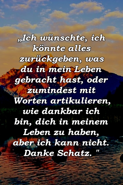 „Ich wünschte, ich könnte alles zurückgeben, was du in mein Leben gebracht hast, oder zumindest mit Worten artikulieren, wie dankbar ich bin, dich in meinem Leben zu haben, aber ich kann nicht. Danke Schatz. "