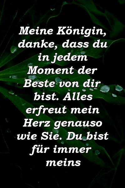 Meine Königin, danke, dass du in jedem Moment der Beste von dir bist. Alles erfreut mein Herz genauso wie Sie. Du bist für immer meins