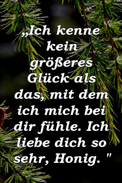 „Ich kenne kein größeres Glück als das, mit dem ich mich bei dir fühle. Ich liebe dich so sehr, Honig. "