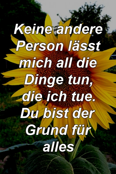 Keine andere Person lässt mich all die Dinge tun, die ich tue. Du bist der Grund für alles