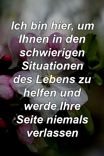 Ich bin hier, um Ihnen in den schwierigen Situationen des Lebens zu helfen und werde Ihre Seite niemals verlassen