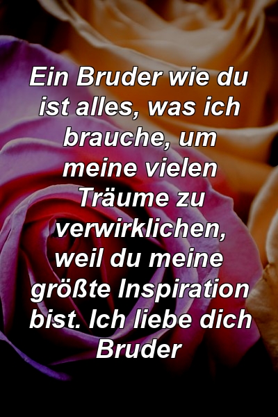 Ein Bruder wie du ist alles, was ich brauche, um meine vielen Träume zu verwirklichen, weil du meine größte Inspiration bist. Ich liebe dich Bruder