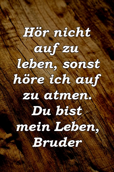 Hör nicht auf zu leben, sonst höre ich auf zu atmen. Du bist mein Leben, Bruder