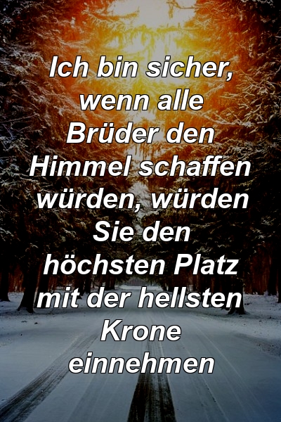 Ich bin sicher, wenn alle Brüder den Himmel schaffen würden, würden Sie den höchsten Platz mit der hellsten Krone einnehmen