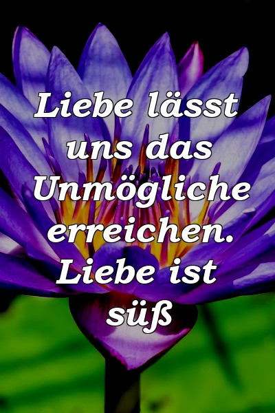 Liebe lässt uns das Unmögliche erreichen. Liebe ist süß