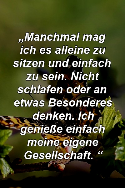 „Manchmal mag ich es alleine zu sitzen und einfach zu sein. Nicht schlafen oder an etwas Besonderes denken. Ich genieße einfach meine eigene Gesellschaft. “