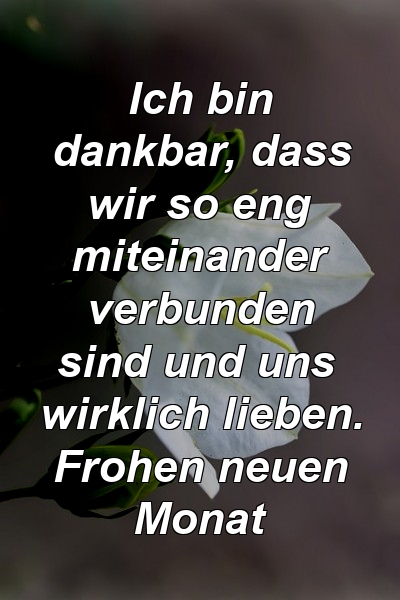 Ich bin dankbar, dass wir so eng miteinander verbunden sind und uns wirklich lieben. Frohen neuen Monat