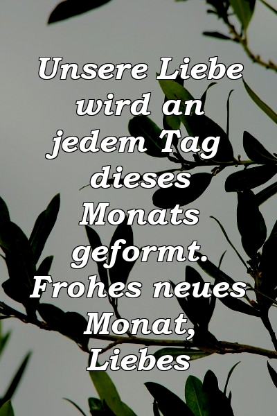 Unsere Liebe wird an jedem Tag dieses Monats geformt. Frohes neues Monat, Liebes